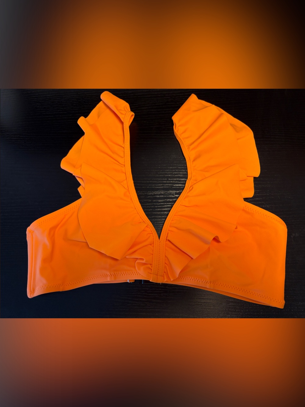 Women’s Orange Ruffle Top with White Floral bottom Swimsuit